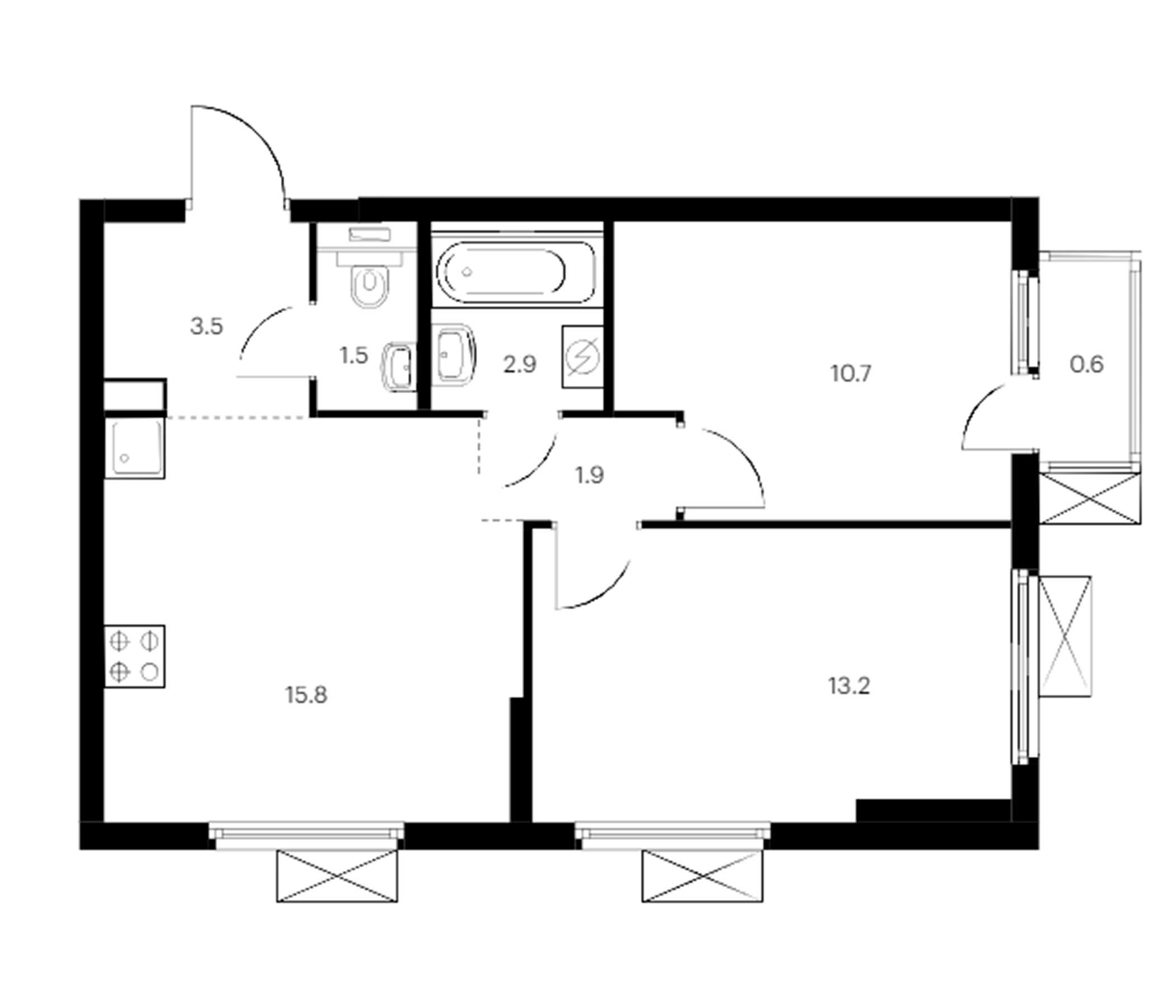 2-комнатная квартира 50.1 м², 6/14 эт., ЖК «Витебский парк»